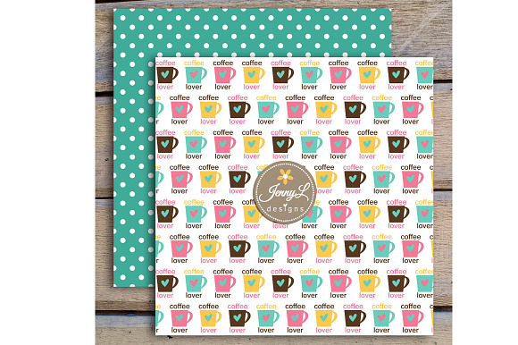 Coffee Donut Digital Papers Clipart in Patterns - product preview 3