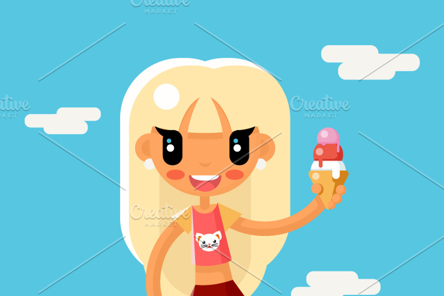 Icecream Girl  in Illustrations - product preview 8