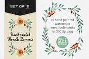 12 Hand painted Wreath Elements