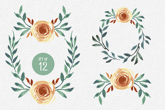 12 Hand painted Wreath Elements in Patterns - product preview 4