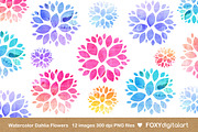 Watercolor Flowers Clipart Dahlia