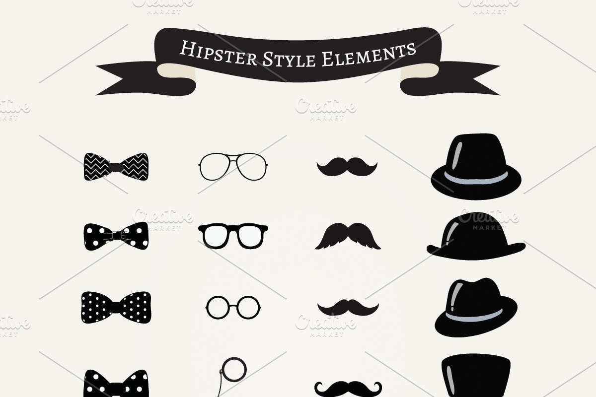 Vintage Hipster Icons in Hipster Icons - product preview 8