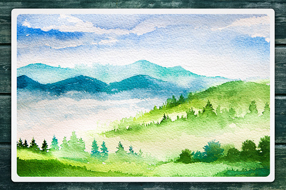 Watercolor Landscape set #3 in Illustrations - product preview 1