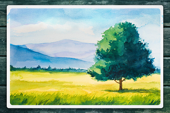 Watercolor Landscape set #3 in Illustrations - product preview 2