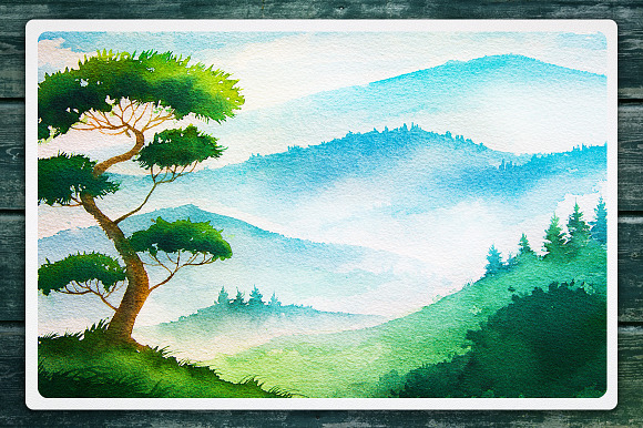 Watercolor Landscape set #3 in Illustrations - product preview 3