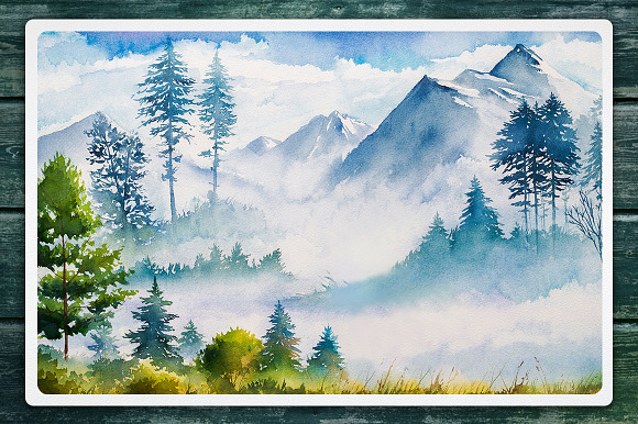 Watercolor Landscape set #3 in Illustrations - product preview 6