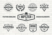 Hipster Emblems Vector Set