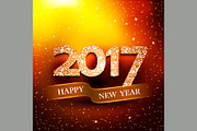 Happy new year 2017 gold background