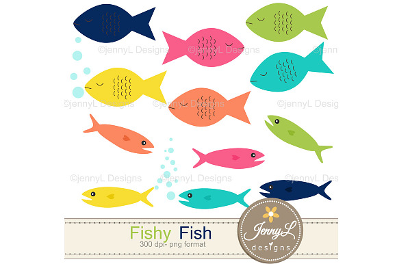 Fish Digital Papers and Clipart in Patterns - product preview 1