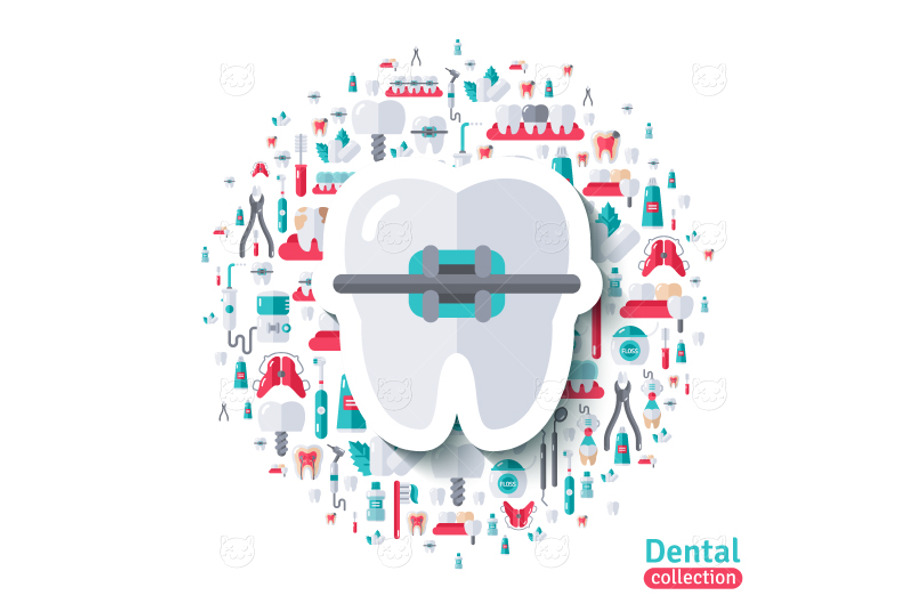 Tooth in Braces in Illustrations - product preview 8