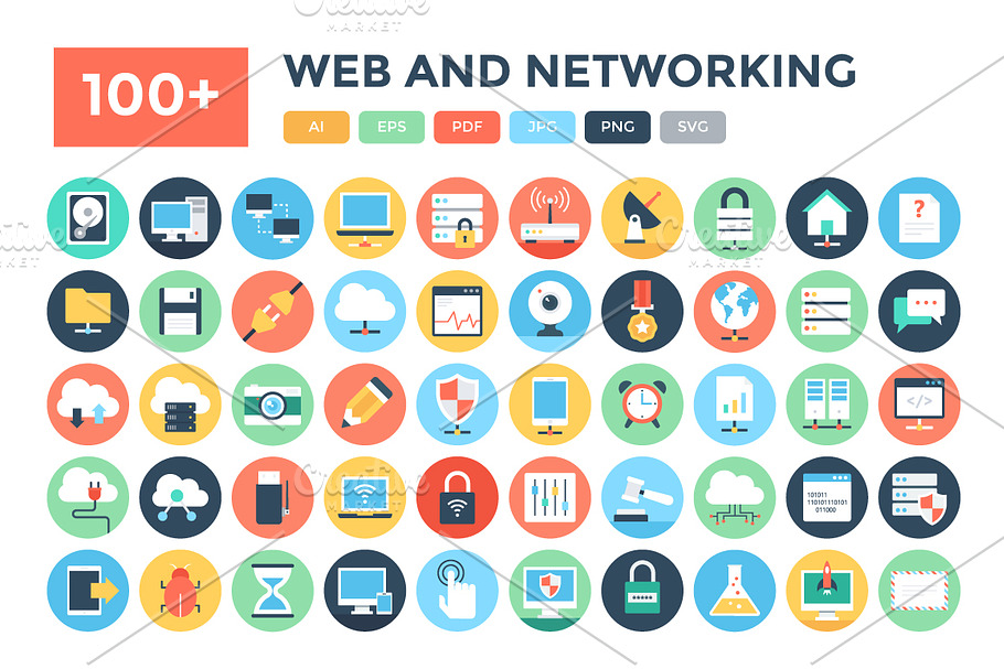 100+ Flat Web and Networking Icons