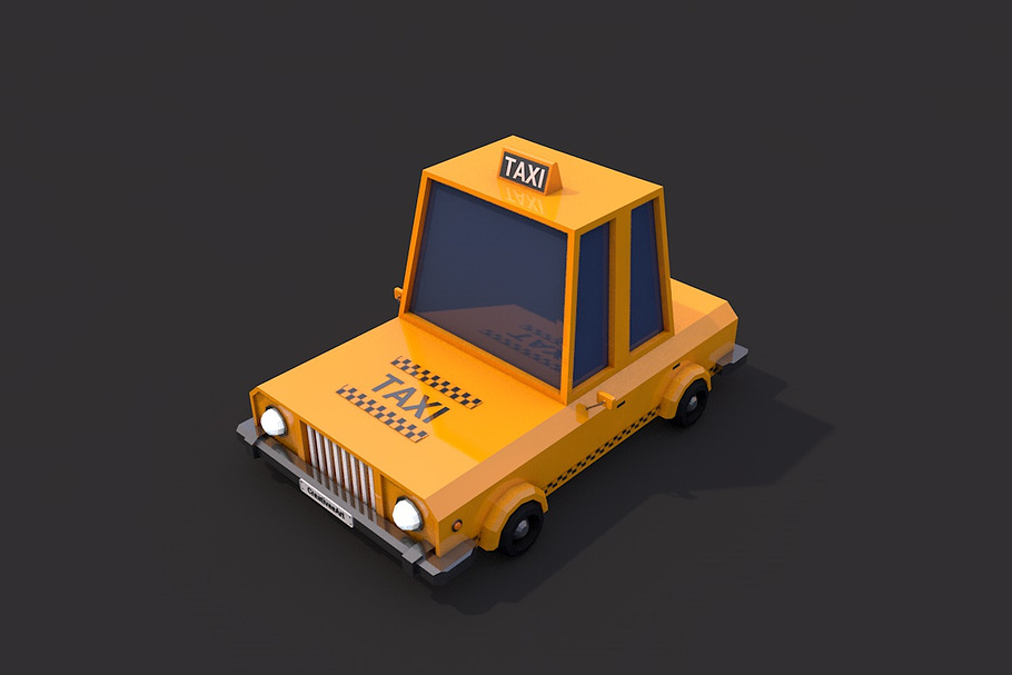 Low Poly Taxi Car in Vehicles - product preview 8
