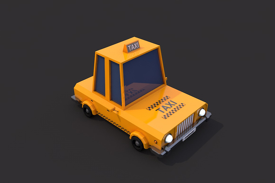 Low Poly Taxi Car in Vehicles - product preview 1