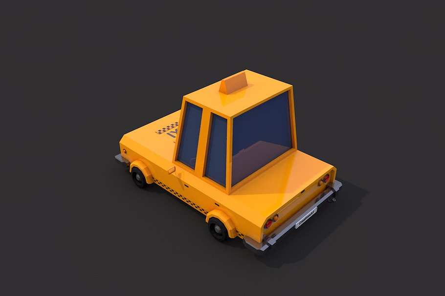 Low Poly Taxi Car in Vehicles - product preview 3