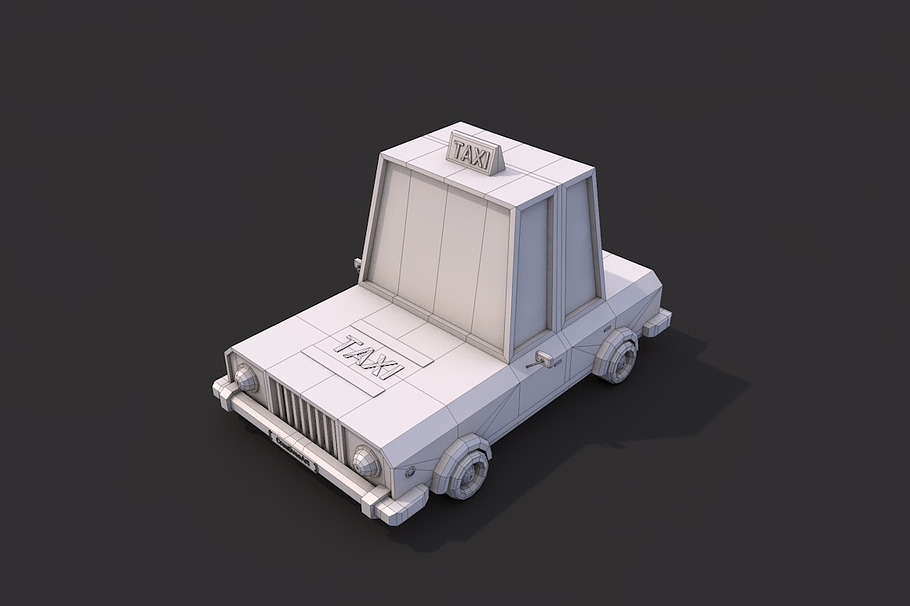 Low Poly Taxi Car in Vehicles - product preview 4