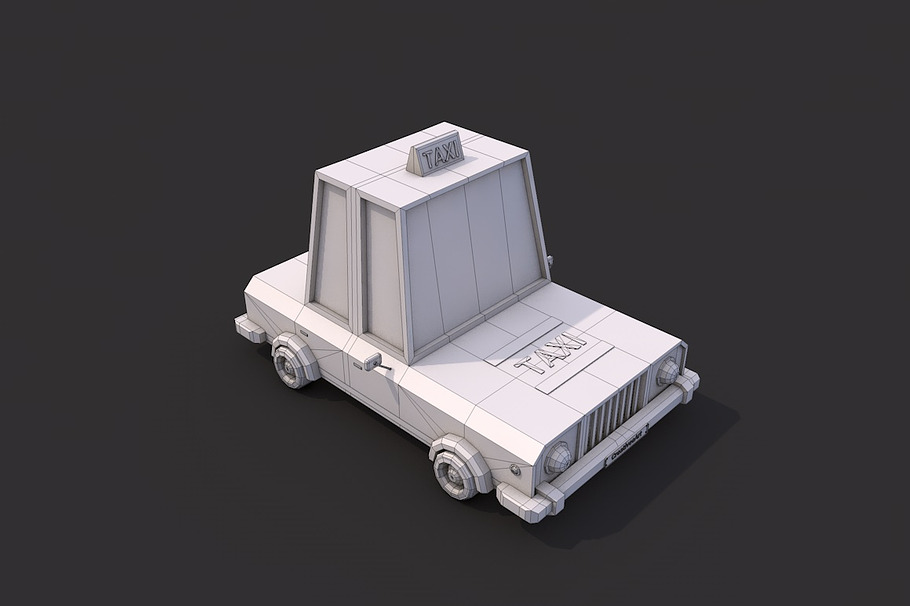 Low Poly Taxi Car in Vehicles - product preview 5