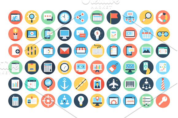 150+ Flat Digital Marketing Icons in Marketing Icons - product preview 1