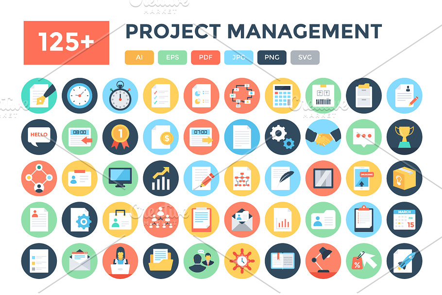 125+ Flat Project Management Icons  in Graphics - product preview 8