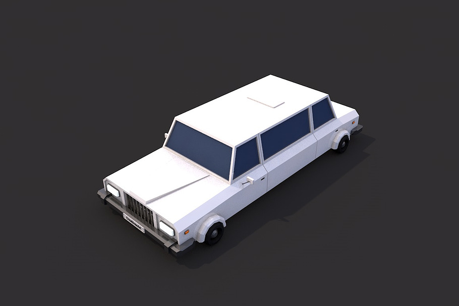 Low Poly Limousine in Vehicles - product preview 8