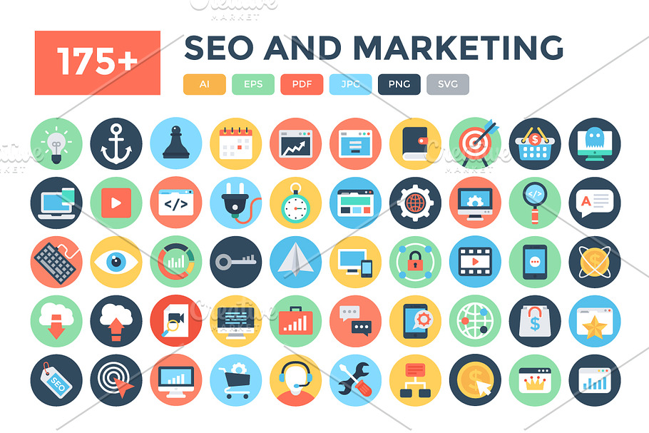 175+ Flat Seo and Marketing Icons  in Graphics - product preview 8