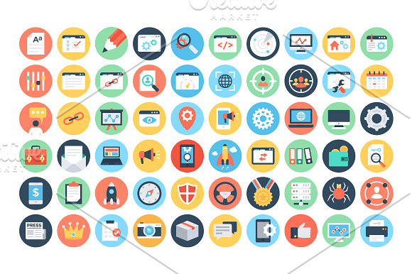 175+ Flat Seo and Marketing Icons  in Graphics - product preview 1