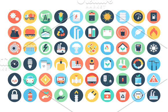125+ Flat Energy and Power Icons  in Graphics - product preview 1