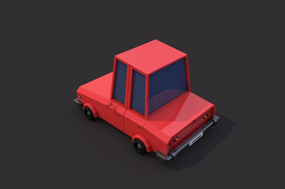 Low Poly Family Car in Vehicles - product preview 3