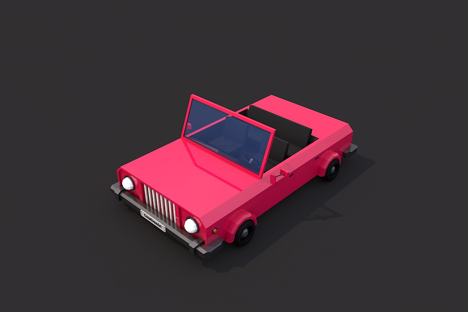 Low Poly Cabriolet in Vehicles - product preview 8