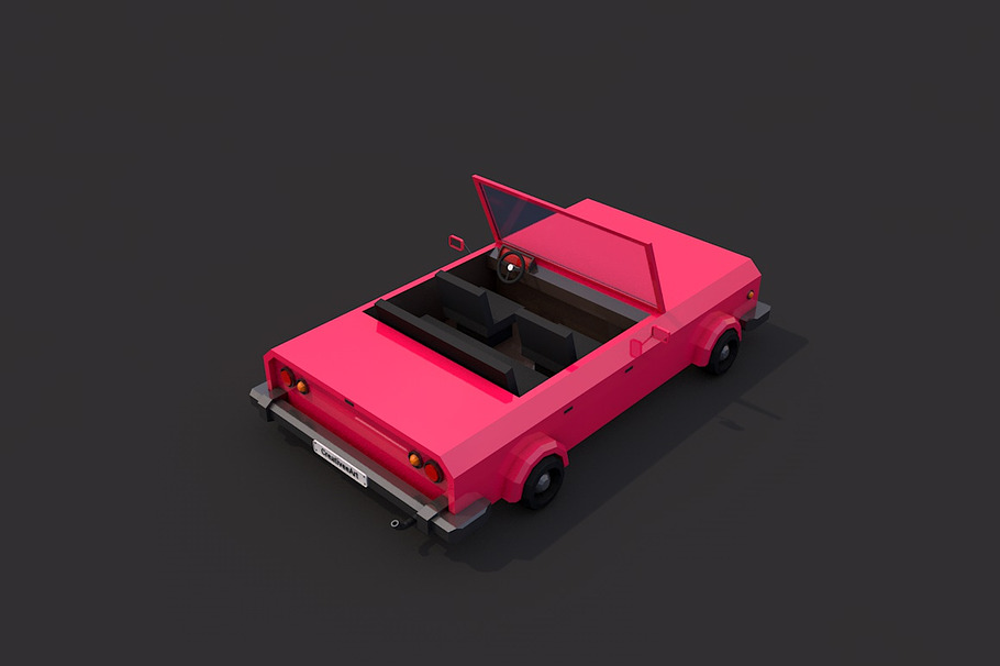 Low Poly Cabriolet in Vehicles - product preview 2