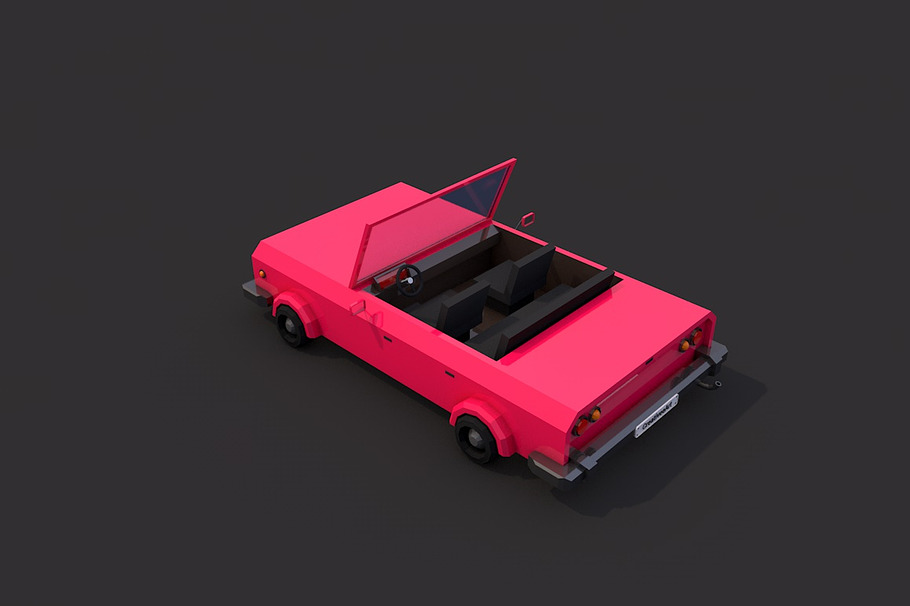 Low Poly Cabriolet in Vehicles - product preview 3