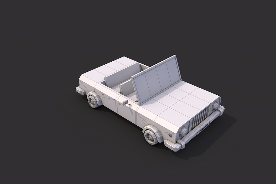 Low Poly Cabriolet in Vehicles - product preview 5