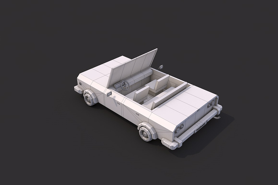 Low Poly Cabriolet in Vehicles - product preview 7