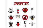 Insects flat icons set