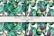 Tropical leaves,pineapples patterns