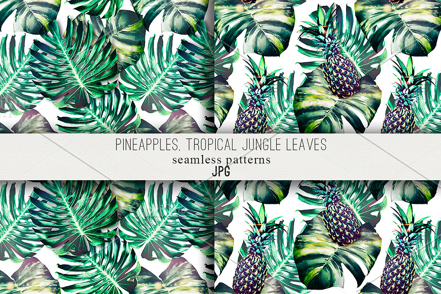 Tropical leaves,pineapples patterns in Patterns - product preview 8
