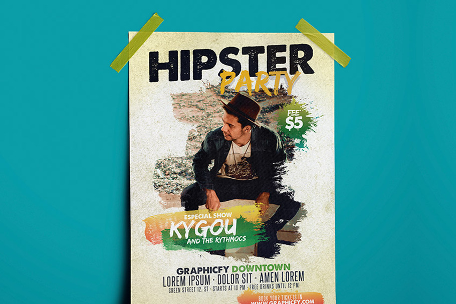 Hipster Party Flyer Template in Flyer Templates - product preview 8