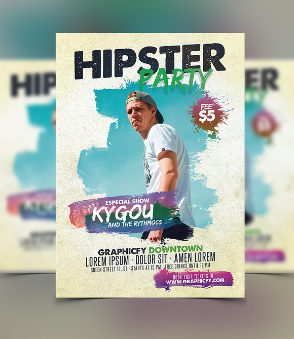 Hipster Party Flyer Template in Flyer Templates - product preview 2