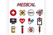 Medical flat icon set