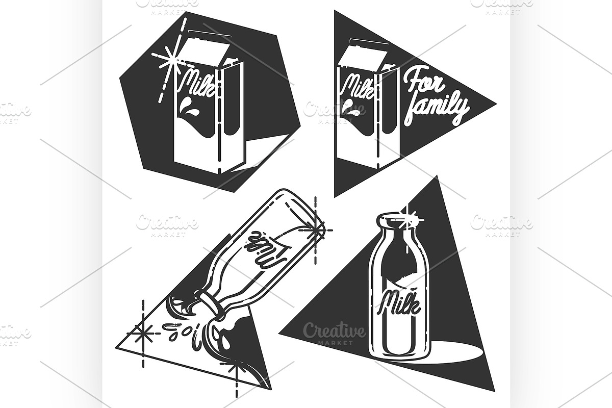 Vintage Milk emblems in Illustrations - product preview 8