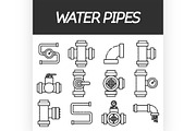 Set of water pipes and fittings