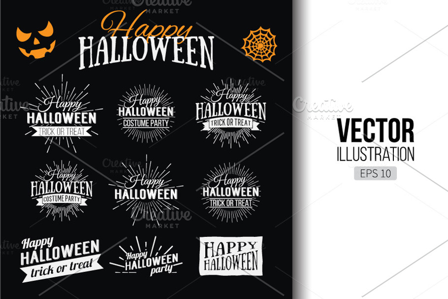Happy Halloween Logo set. 9 labels in Illustrations - product preview 8
