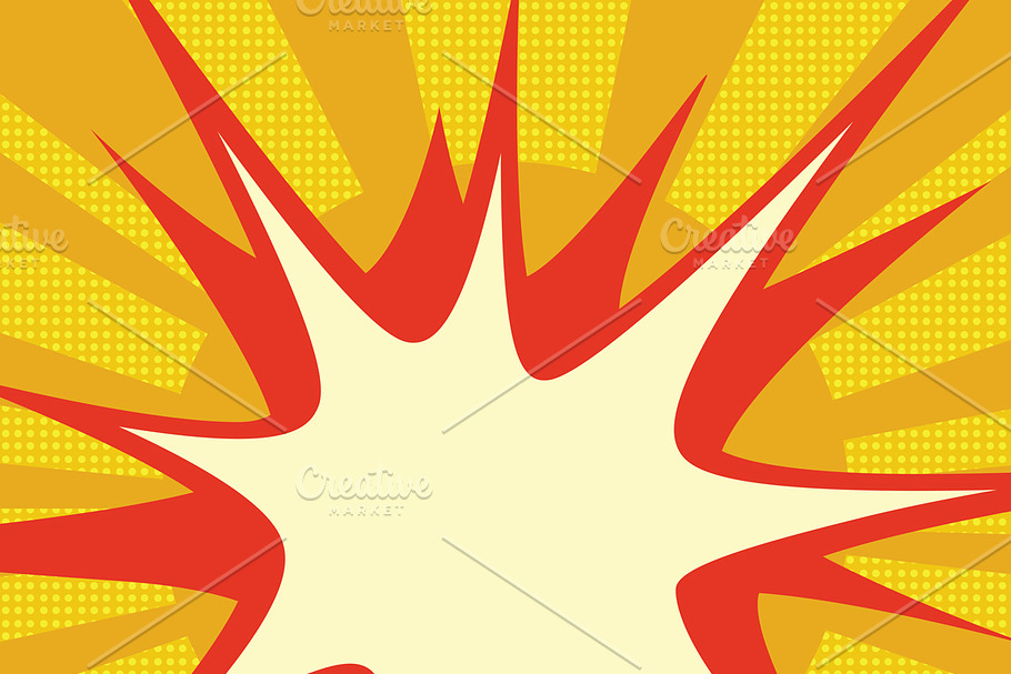 Red comic explosion over orange sun in Illustrations - product preview 8