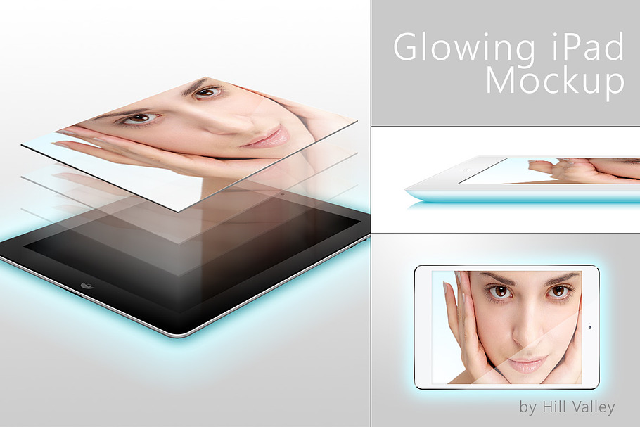 Glowing iPad Mockup in Mobile & Web Mockups - product preview 8
