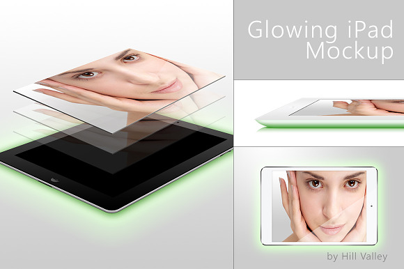 Glowing iPad Mockup in Mobile & Web Mockups - product preview 1