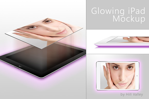 Glowing iPad Mockup in Mobile & Web Mockups - product preview 2