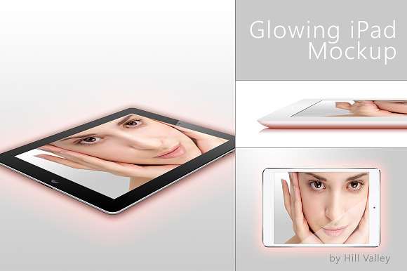 Glowing iPad Mockup in Mobile & Web Mockups - product preview 3