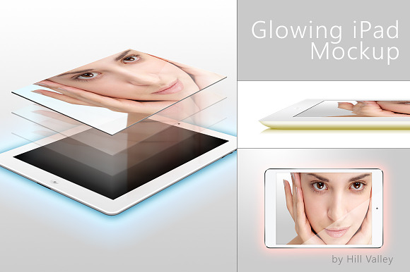 Glowing iPad Mockup in Mobile & Web Mockups - product preview 5