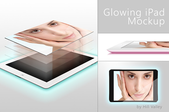 Glowing iPad Mockup in Mobile & Web Mockups - product preview 6