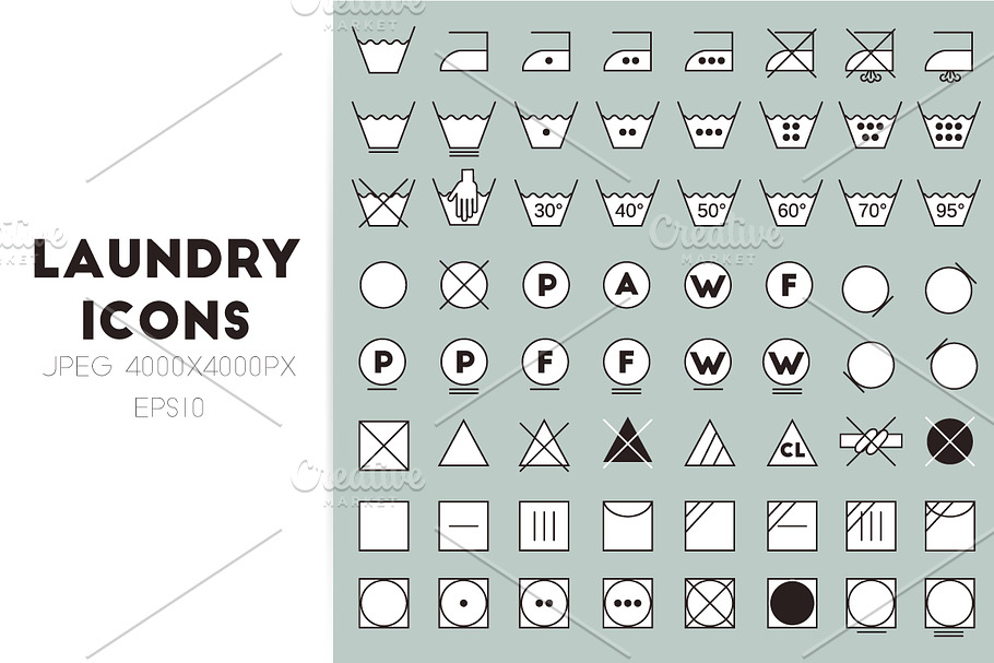 Laundry symbols line design