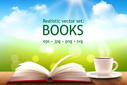 Books realistic vector set